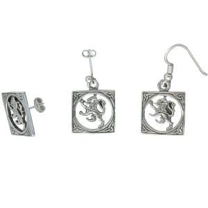 Lion Rampant Silver Earrings