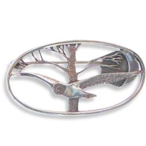 Hunting Owl Brooch Silver
